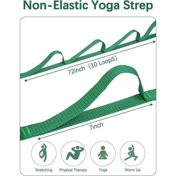 10 Loop Yoga Strap - Non-Elastic Exercise Band for Pilates, Yoga, Stretching - Picture 4 of 12
